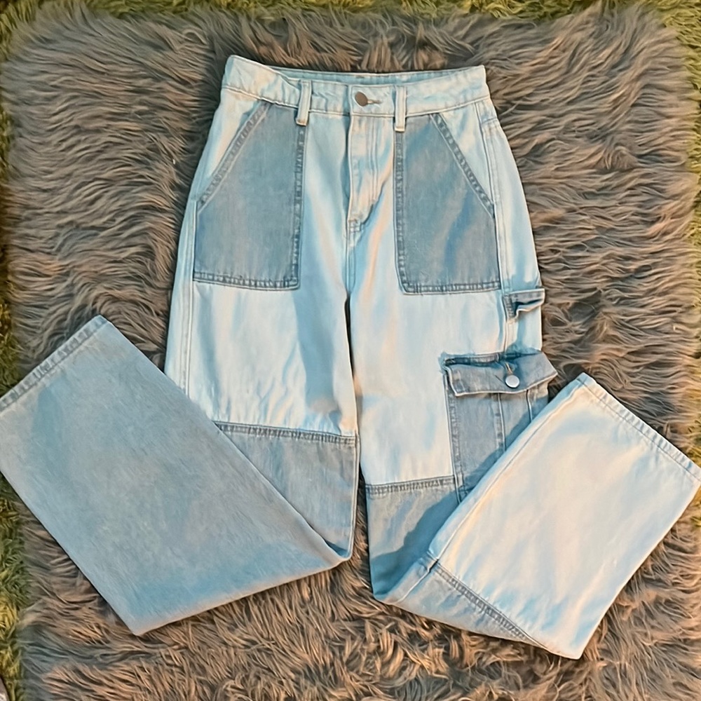 blue patchwork jeans